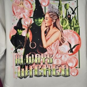 Always Wicked Graphic Hoodie - White with Pink & Green Print